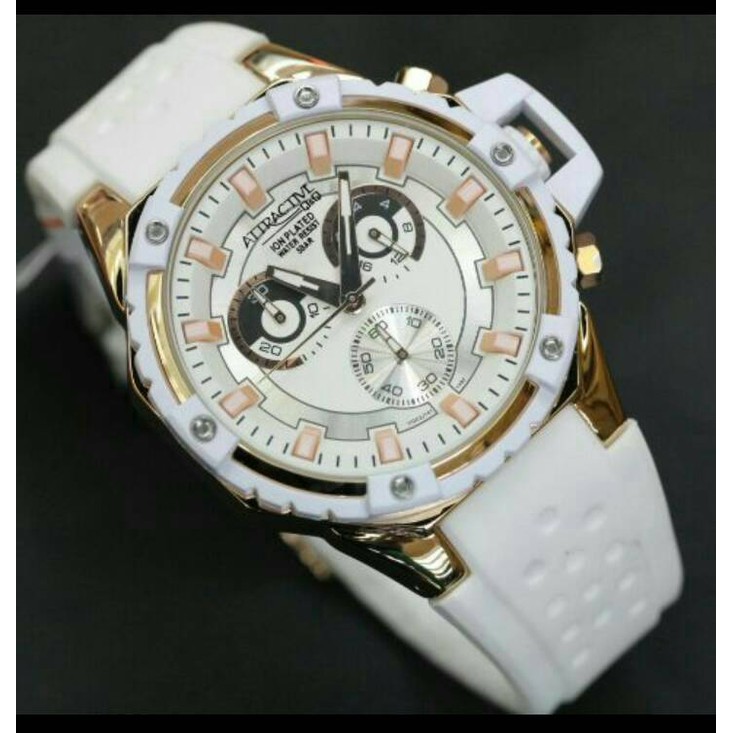 Unik JAM TANGAN ORIGINAL QQ ATTRACTIVE WHITE THN AIR SEDALAM 50 m CHRONO. Murah