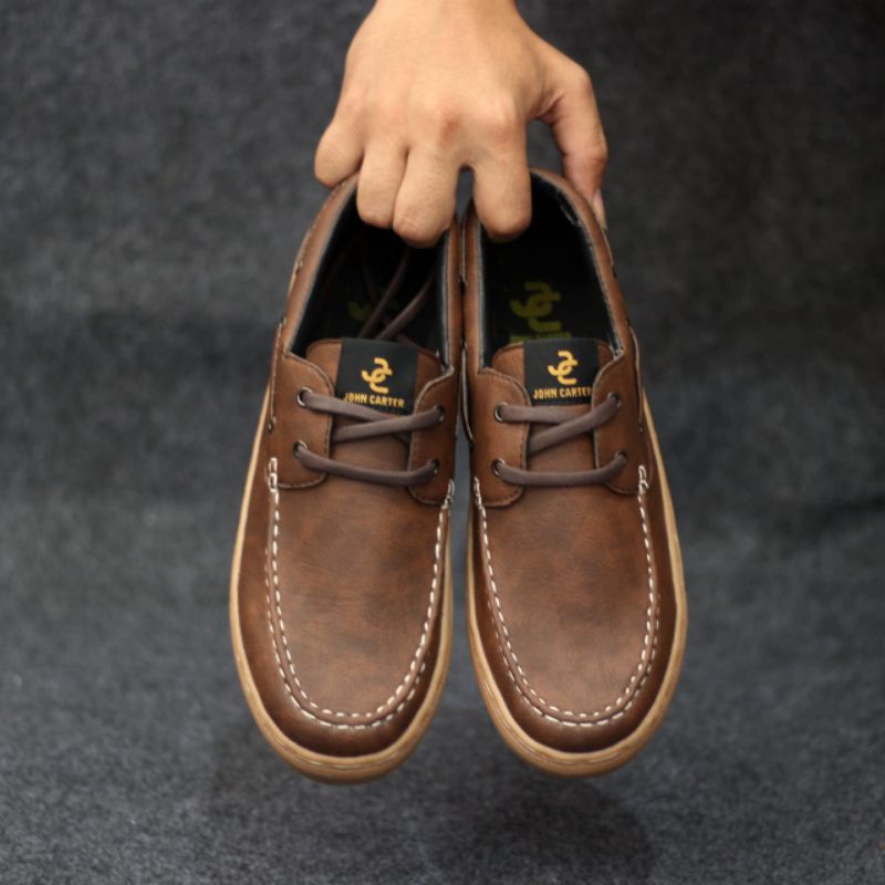 TERBARU 100% KULIT ASLI SNEAKERS PRIA KASUAL SPORTY JOHN CARTER JELLAL BROWN ORIGINAL CH ZAPATO MODEL