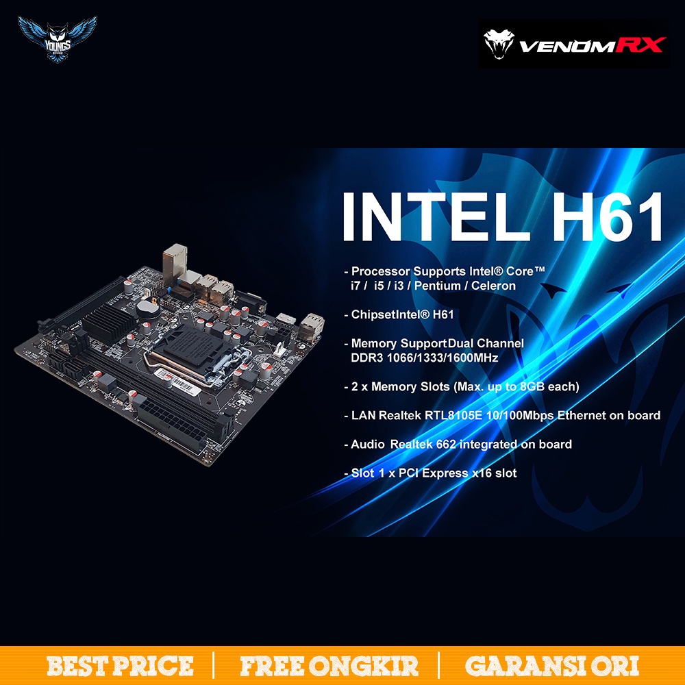 MOTHERBOARD VENOMRX H61 | Socket LGA1155 DDR3 Intel H61 Venom RX