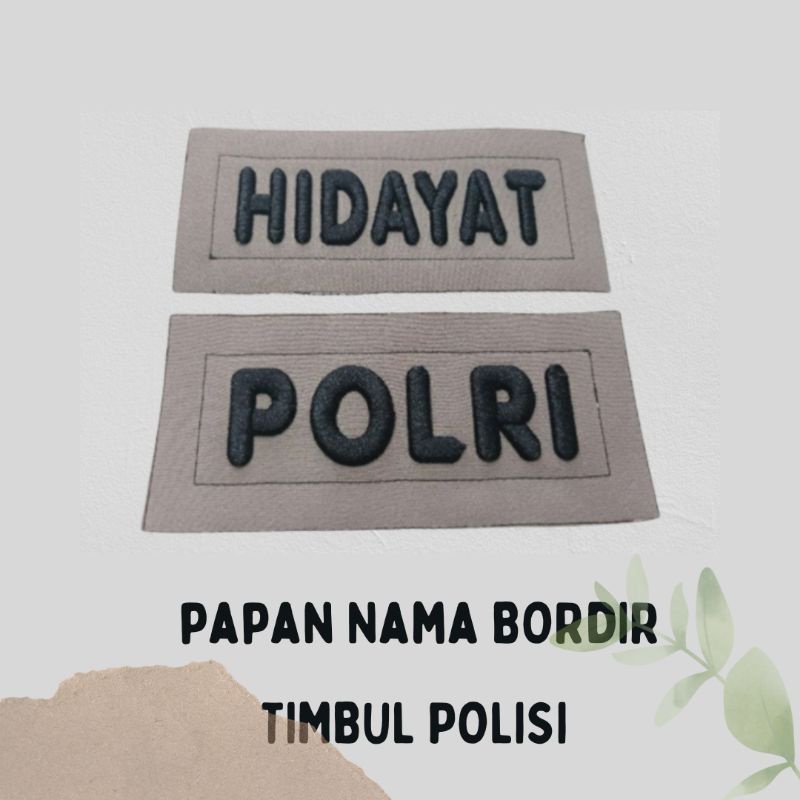Bordir Timbul Papan Nama Polri|| Bordir Nama + Polri