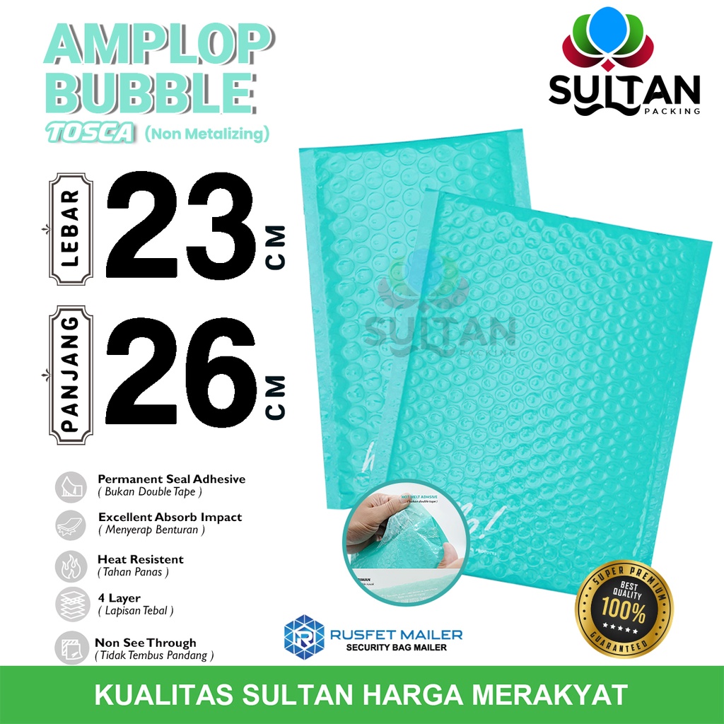 

AMPLOP BUBBLE MAILER 23x26cm TOSCA WRAP ENVELOPE RUSFET SATUAN PREMIUM