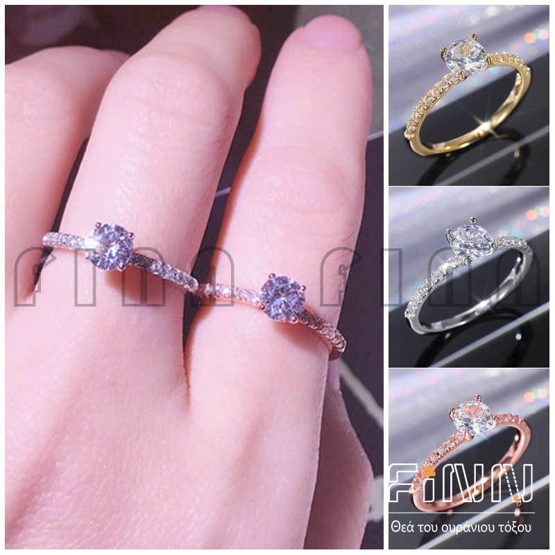 Cincin Titanium Anti Karat Wanita Emas Perak Berlian Perhiasan - Cincin Berlian Imitasi Perhiasan Wanita