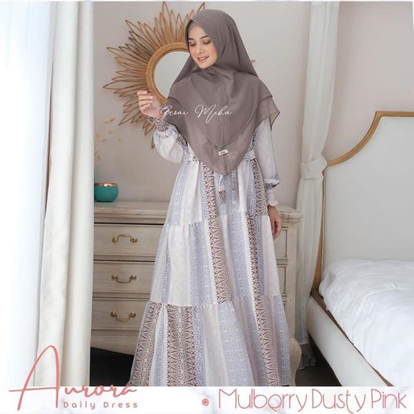 Aurora gamis set khimar | gamis motif |gamis terbaru