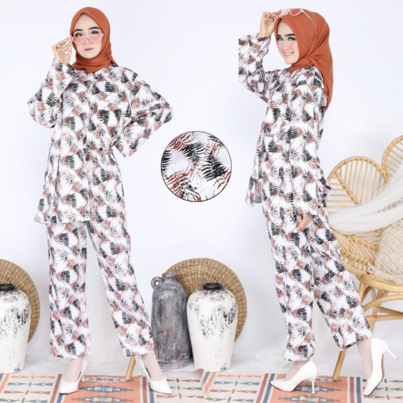 SET LEAFY JUMBO KATUN RAYON BIGSIZE