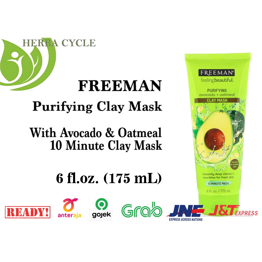 FREEMAN Purifying Clay Mask Avocado Oatmeal 175ml Masker Wajah