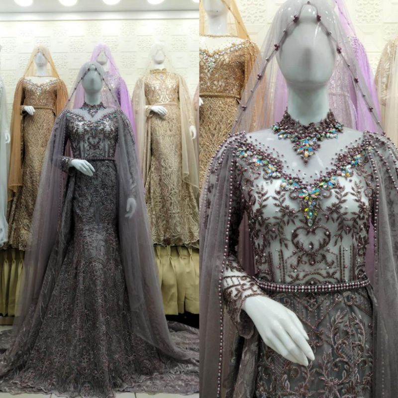 GAUN PENGANTIN JUBAH FULL PAYET//GAUN WEDDING MEWAH MODERN//GAUN SLIM