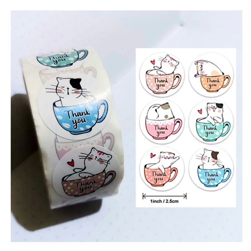 

Sticker Thank You Label Segel motif KARAKTER KUCING Terima Kasih Murah Satuan