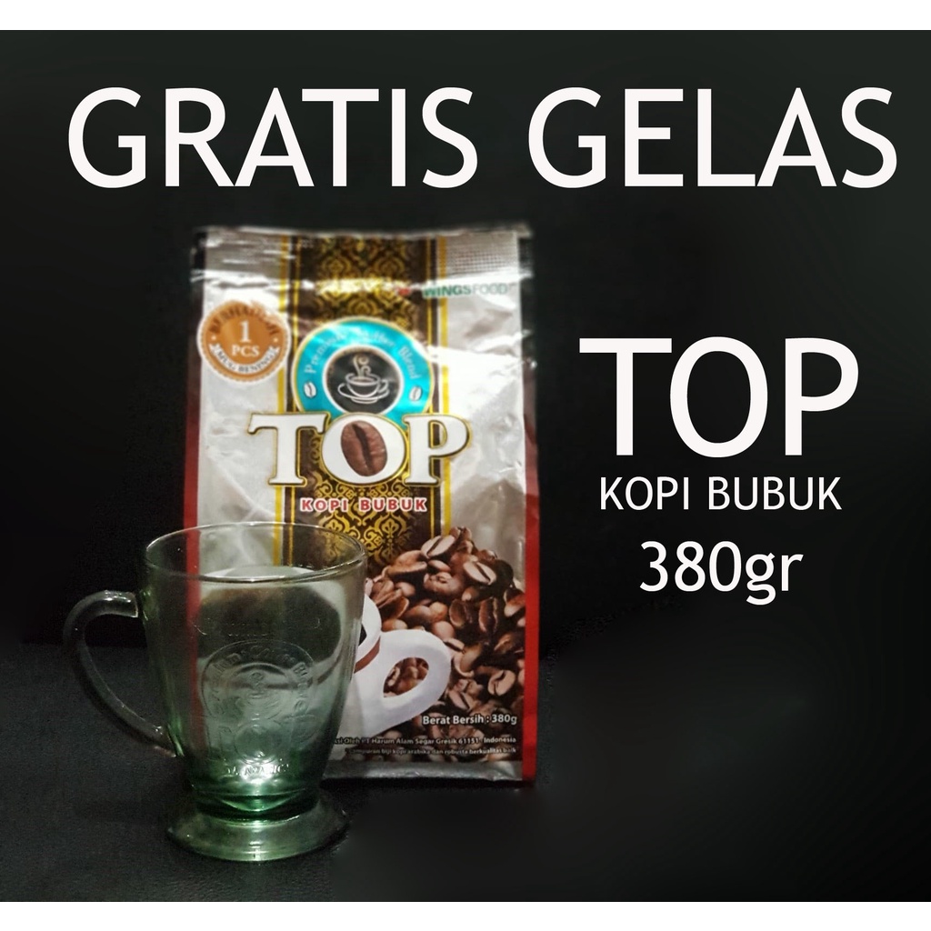 [PROMO TOP COFFEE KOPI BUBUK 380gram] GRATIS GELAS