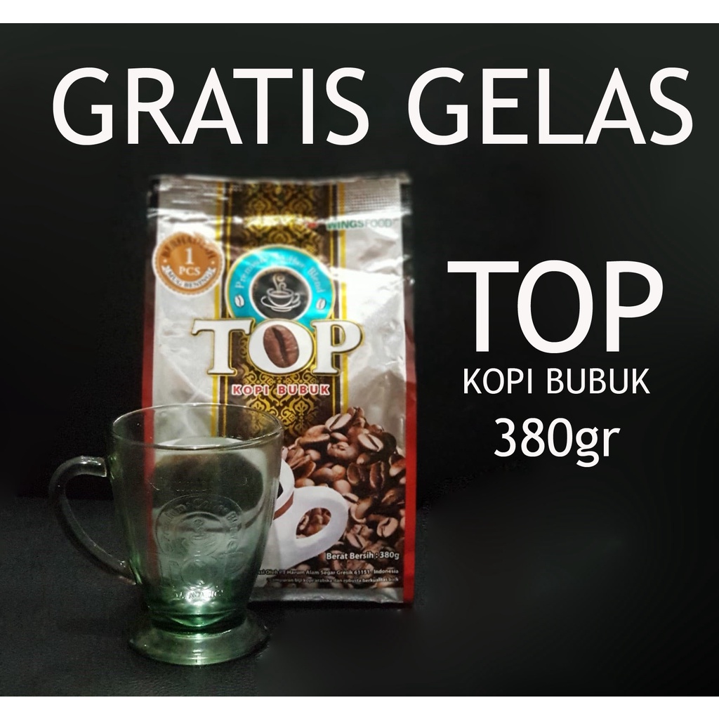 [PROMO TOP COFFEE KOPI BUBUK 380gram] GRATIS GELAS