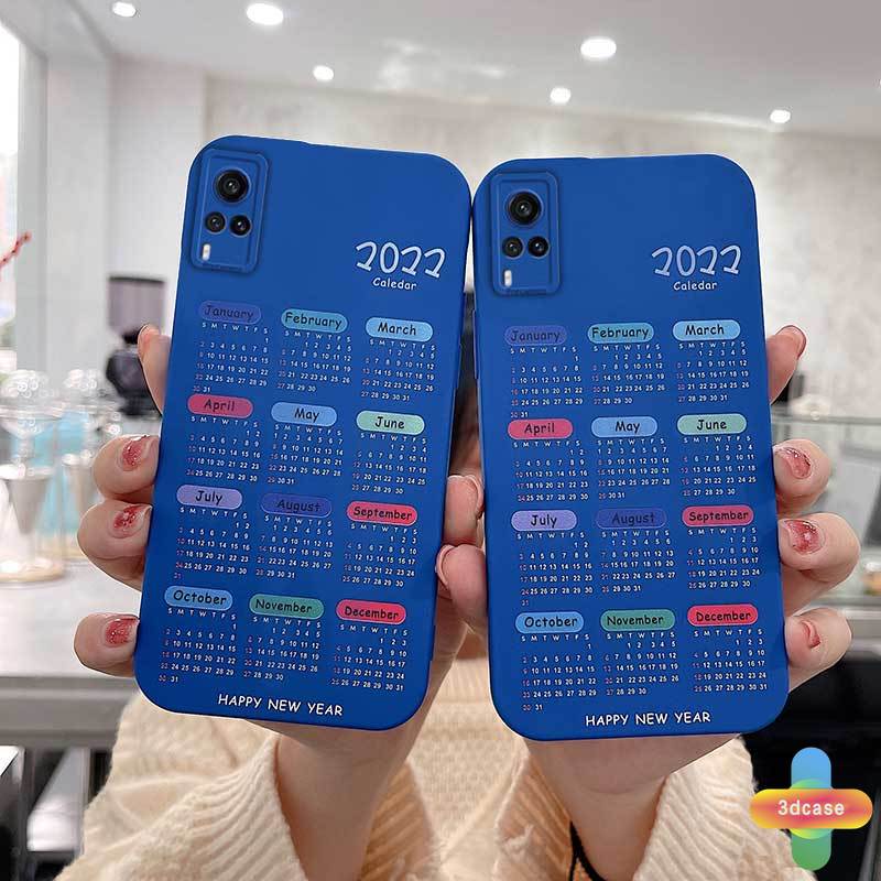 Soft TPU Case Samsung A10S A50 A20S A03S J7 Prime A02S A20 A72 A32 A52 A12 A51 A50S A10 A30S A52S A30 M12 M10 M01S A54 A15 A16 A9 A5 Y12 Y20 A12 Motif 2022 Klein Blue Calendar Camera Lens Protection Case