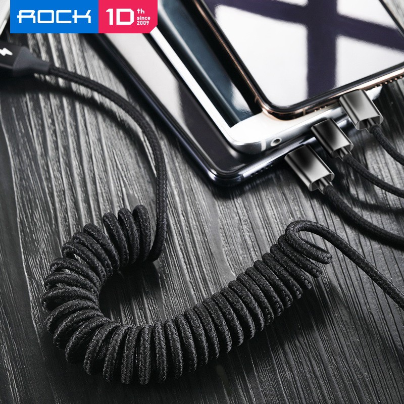 ROCK 3in1 Metal Stretchable Charge and Sync Cable 3.3A 2M