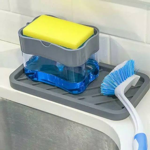 DISPENSER SABUN CUCI CAIR DAN TEMPAT SPONGE BUSA 2 IN 1