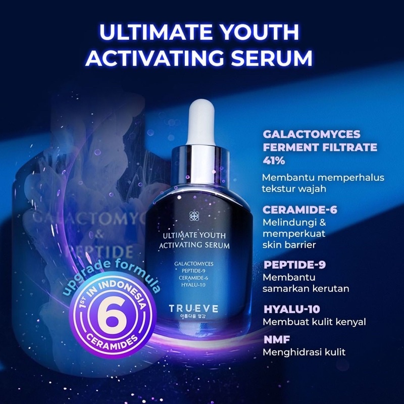 TRUEVE Ultimate Youth Activating Serum (Anti Aging Serum,Pemutih Wajah, Serum Glowing, Flek Hitam)