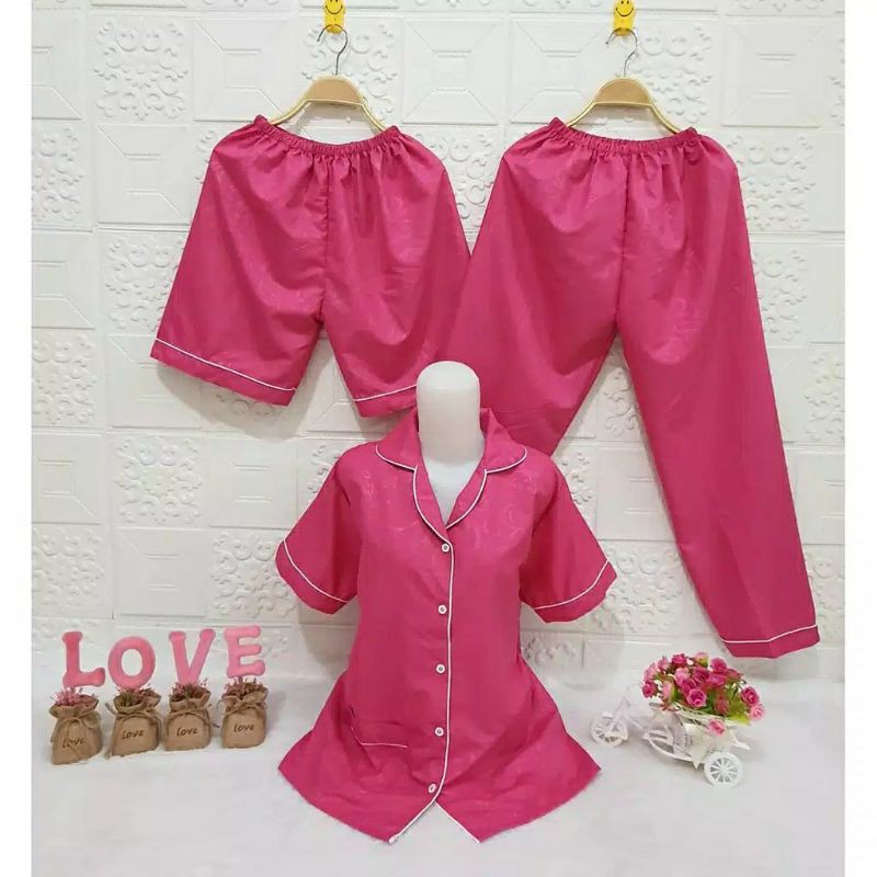 Baju Tidur Piyama Wanita Cewek Pajamas Dewasa Katun Motif Embos 3 in 1-3 IN 1 EMBOS FANTA