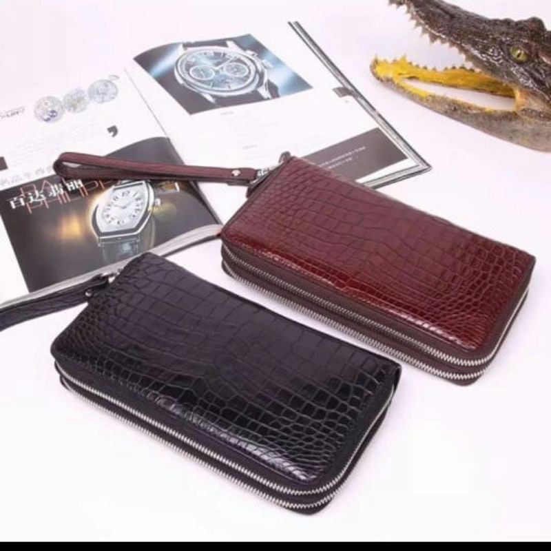 Ambrela store-Dompet panjang Baellerry Crocodile Original Bahan Kulit Clutch Wanita