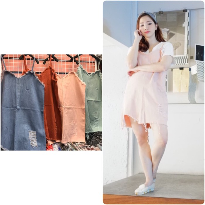 Dress-Mini- Baju Atasan Wanita Murah-Atasan Korea Import-Outer Wanita-Cicilia Jean - Orange -Mini-