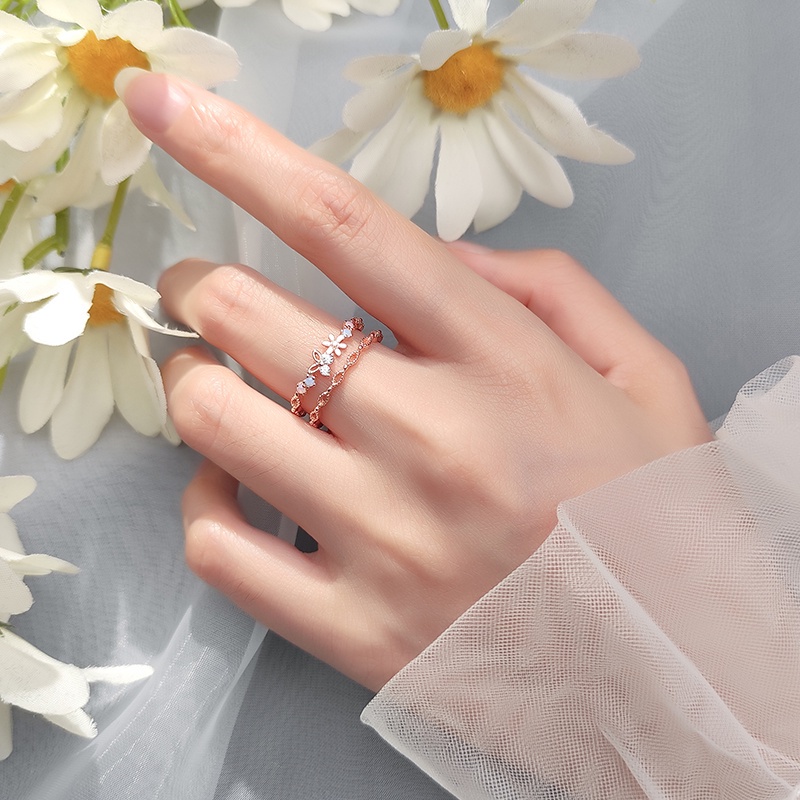 Cincin Model Terbuka Desain Bunga Hollow Gaya Korea Untuk Wanita