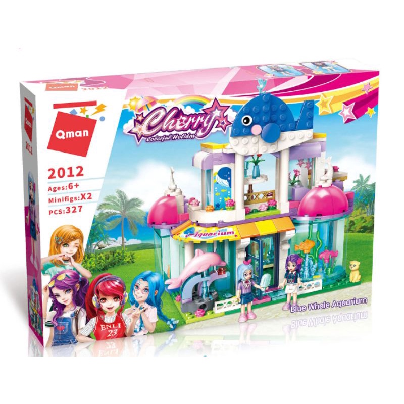 Mainan Block Qman Cherry Colorful Holiday Blue Whale Aquarium Ikan Brick 2012