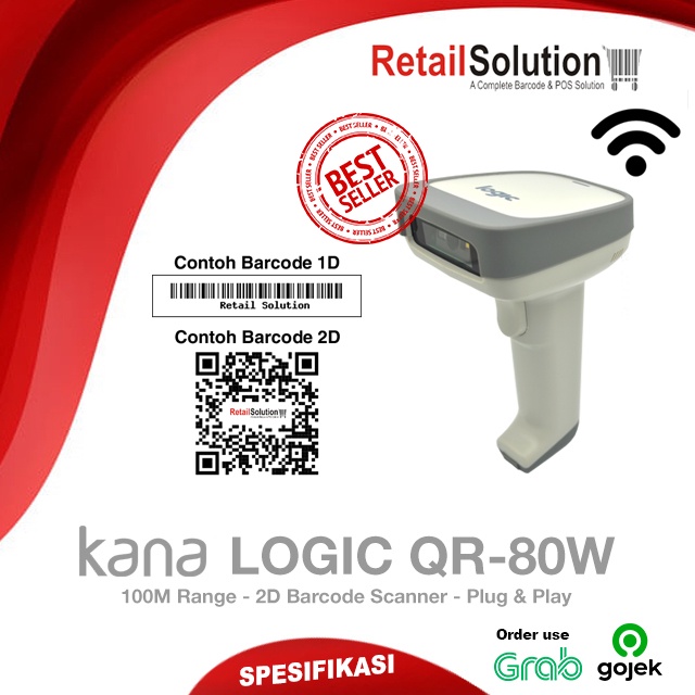 Barcode Scanner 2D Wireless Kana Logic QR80W / QR80 / QR-80W / QR-80 W