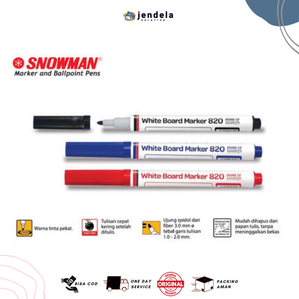 

Spidol Snowman Boardmarker BG-820 Kecil Semua Warna