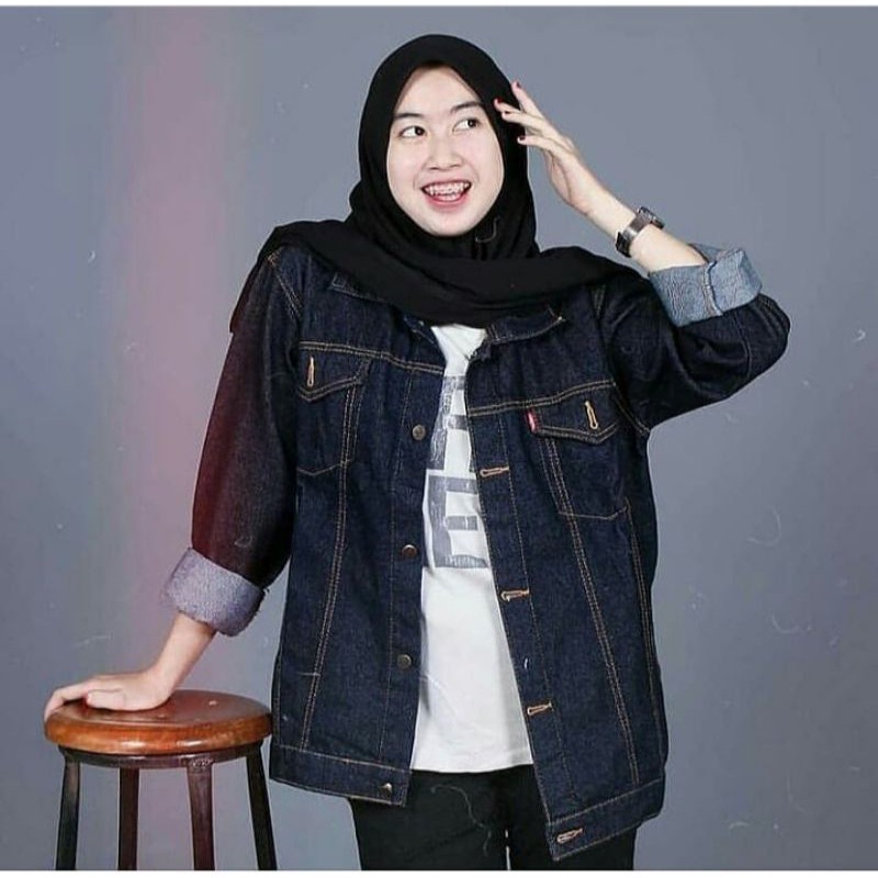 Jaket jeans cewek ||Jaket Jeans Denim Oversize Sandwash Muda Snow Acid