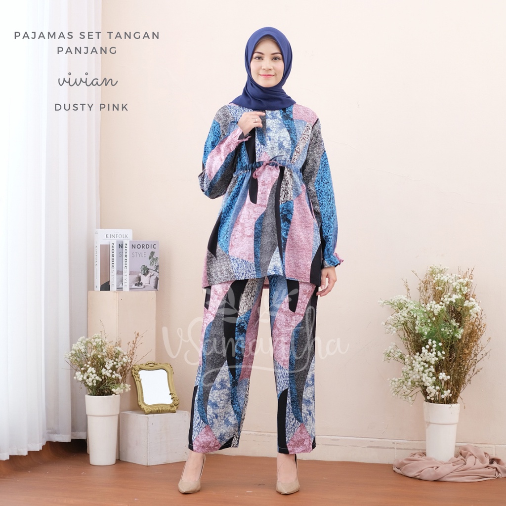 vSamantha - Pajamas Set / Piyama Set Muslim Busui Friendly - Tangan Panjang , Celana Panjang-5