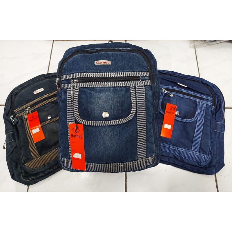 Tas ransel wanita jeans denim