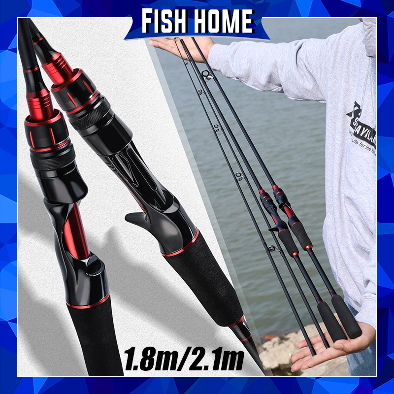 Joran Pancing Joran Kabel Sutet Joran Casting Joran Tegek Sangat ringan Pancing Serat Karbon Tahan Aus Ultralight Carbon Fiber Fishing Rod 2 Bagian untuk Air Tawar Danau Sungai