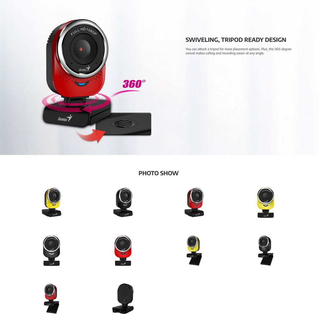 Genius QCAM 6000 Webcam Full HD 1080P - Webcam Gamer Laptop Komputer