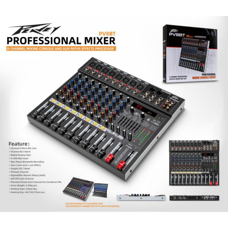 MIXER PEAVEY 8 CHANNEL PV88T BARU SUPPORTS PC