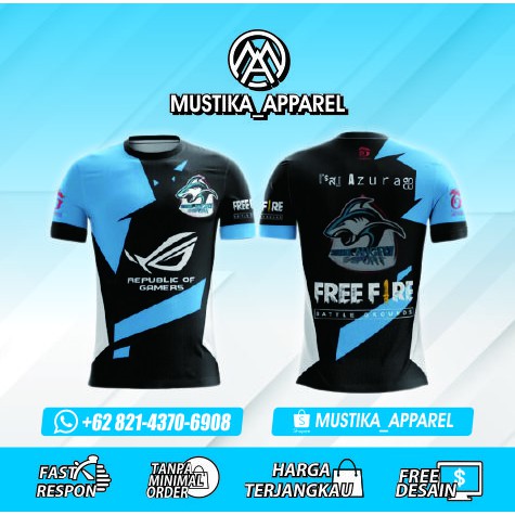 BAJU JERSEY GAMING FF TERBARU 2021, JERSEY CUSTOM FREE FIRE, ML, PUBG,AOV, EVOS,  AURAH, RACING DLL