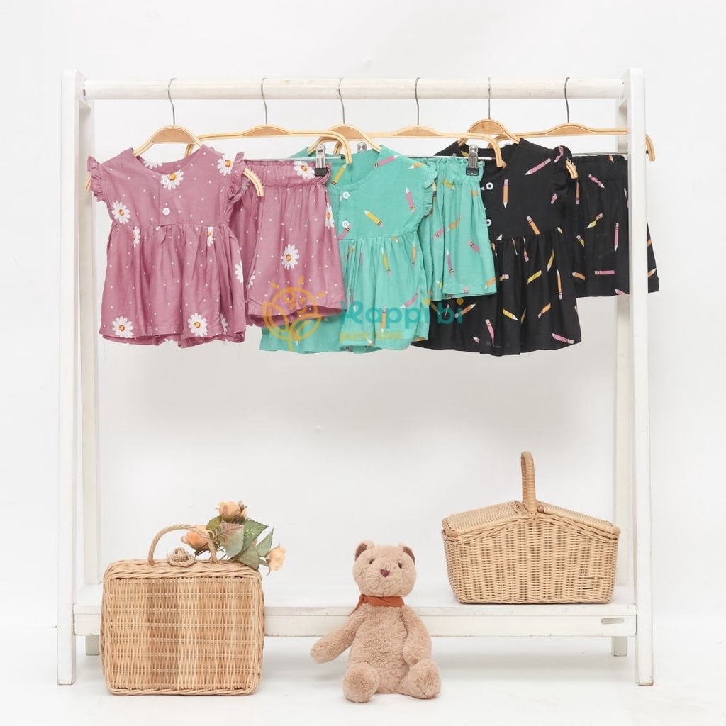 0-24 BULAN BAJU BAYI PEREMPUAN FLOWER SET BY HAPPI BI BAJU ANAK PEREMPUAN PAKAIAN ANAK PEREMPUAN SET