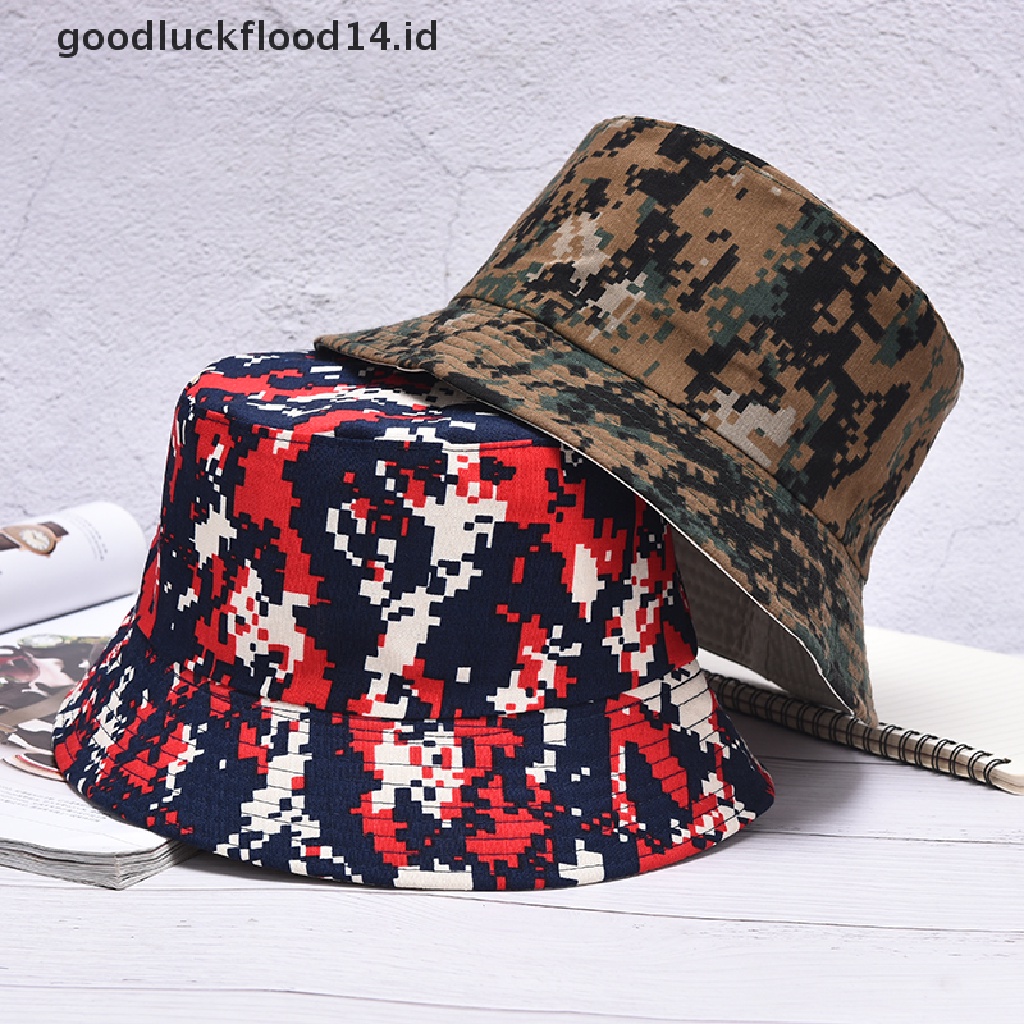 Topi Bucket Pria Dan Wanita Motif Camouflage Untuk Musim Panas