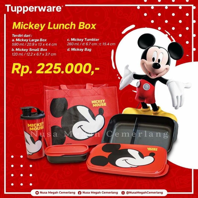 mickey lunch box tupperware set lunch box tepak tempat makan set