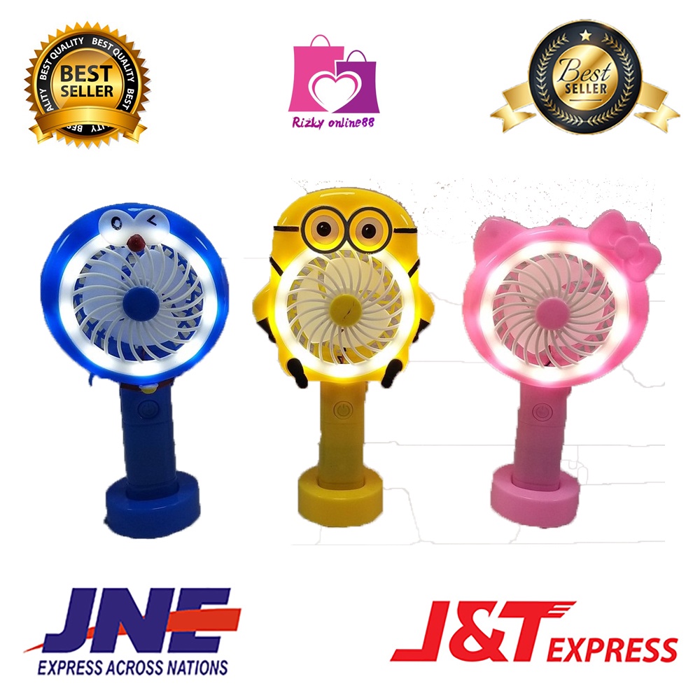 Rizkyonline88 kipas angin mini portable tangan / kipas angin karakter mini / standing mini fan V77