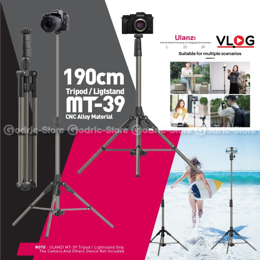 ULANZI MT-39 Tripod Light Stand Aluminum Alloy Portable with 1/4 Screw