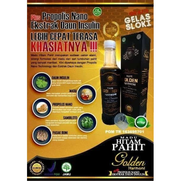 Madu Hitam Pahit GOLDEN HARMONI | GOLDEN 460 Gr | GOLDEN HARMONI Plus Propolis
