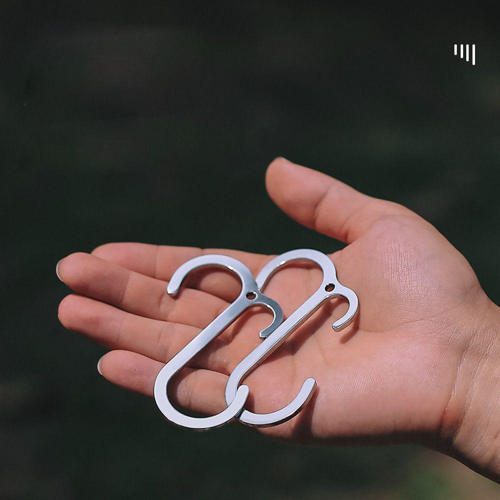 Lanfy Gantungan Hook Portable Ringan Stainless Steel CampingHooks Rak Penyimpanan Berkemah Luar Ruangan Bentuk S Cakar Hook