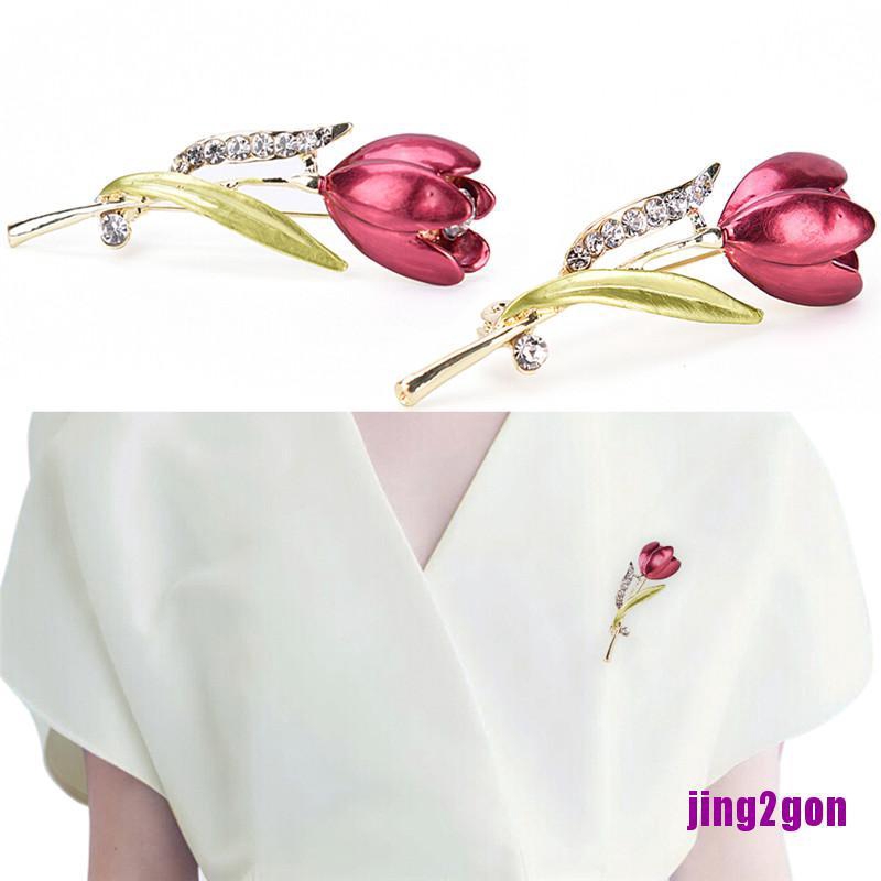  Jng2 Bros Pin Desain Bunga Tulip  Hias Kristal Berlian 