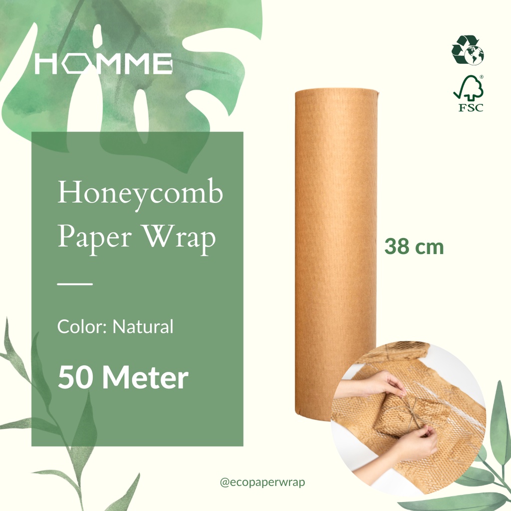 

[50 Meter] 38 Cm HOMME Ecofriendly Honeycomb Paper Bubblewrap Kertas Kertas untuk kemasan luar dlam
