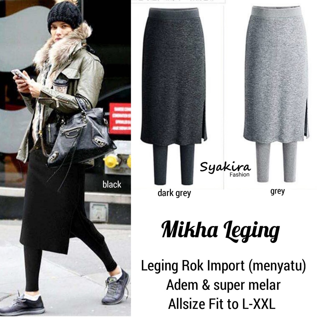 mikha cindy leging legging celana rok skirt olahraga wanita rok manset syakira mpmf