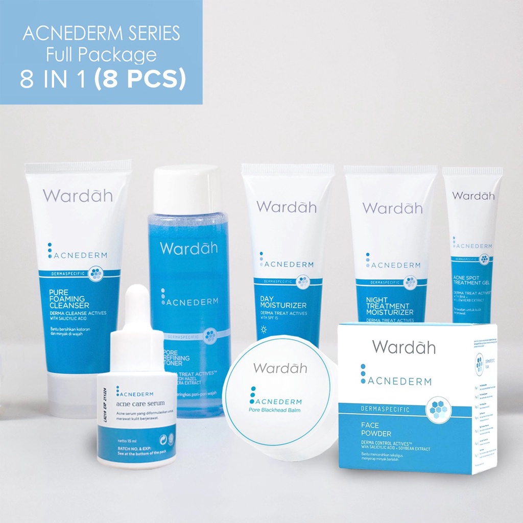 Paket Wardah Acnederm Series Complete Package - Paket Acne Skin Care Wardah-8 in 1 (8pcs)