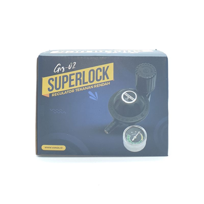 SET Superlock GRS-02 Meter + Selang ORANGE 3 Lapis 2M + 2 Klem Kuping / Regulator Selang Kompor Gas