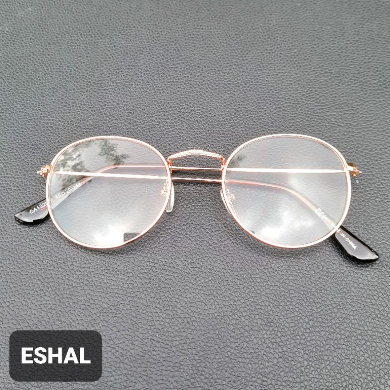 Kacamata Hitam Oval Gaya Pria Dan Wanita - Kacamata Fashion Milenial-Gold Bening