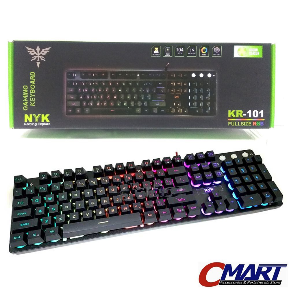NYK KR-101 RGB Keyboard Gaming with Sound Sensor Full Size Metal KR101