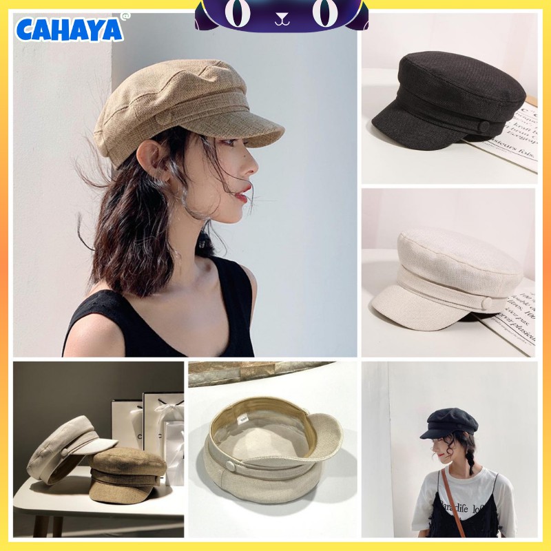 Topi Baret Beret Oktagonal Bahan Katun Kualitas Gaya Korea Retro untuk Wanita s17 CAHAYA