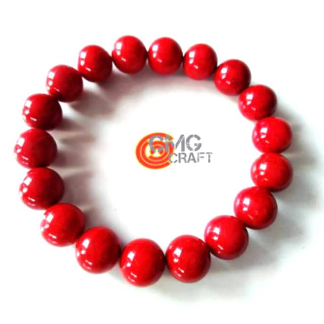 Gelang Marjan Batu Coral Karang Merah Laut 12mm
