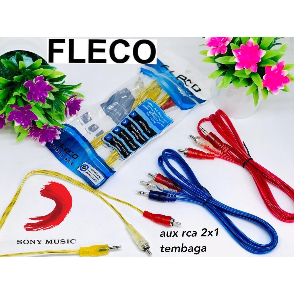 KABEL AUX FLECO RCA 2in1 TEMBAGA ORIGINAL