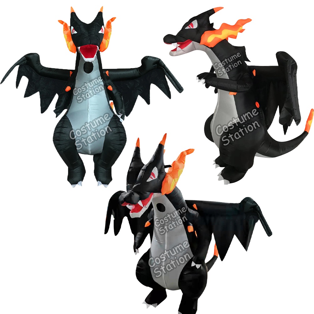 Kostum Black Charizard Pokemon / Costume Dragon Naga Animal Hewan Inflatable pompa angin dewasa