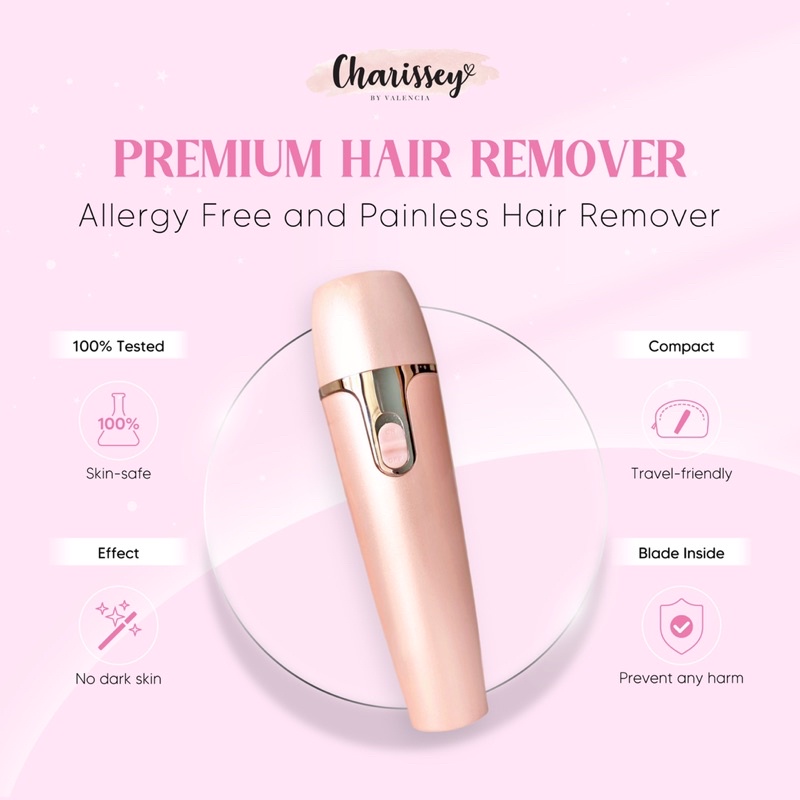 Premium Hair Remover Charissey/ penghilang bulu ketiak tangan kaki v area/ pencukur bulu tanpa sakit ni